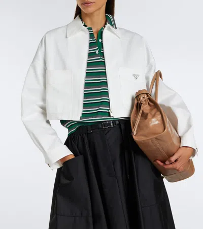 Prada Cropped Denim Jacket In White