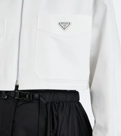 Prada Cropped Denim Jacket In White