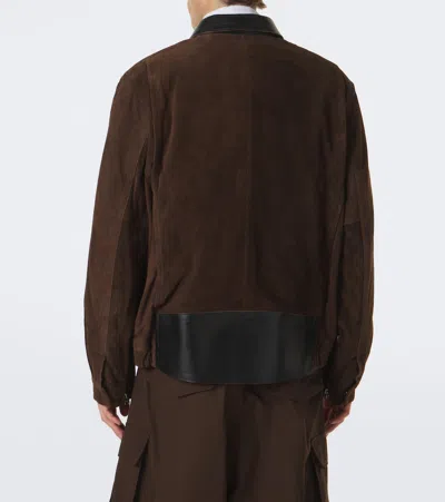 Sacai Leather-trimmed Suede Blouson Jacket In Brown