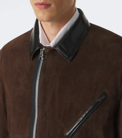 Sacai Leather-trimmed Suede Blouson Jacket In Brown