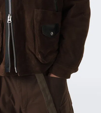 Sacai Leather-trimmed Suede Blouson Jacket In Brown