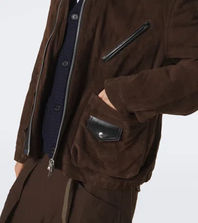 Sacai Leather-trimmed Suede Blouson Jacket In Brown
