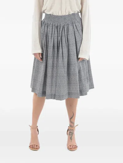 Woolrich Midi Diamond-pattern Pleated Skirt In Blue
