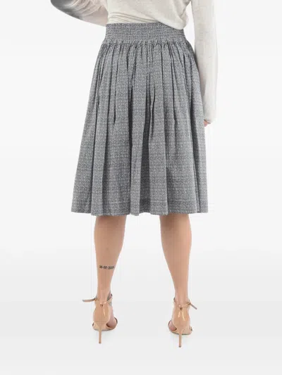 Woolrich Midi Diamond-pattern Pleated Skirt In Blue