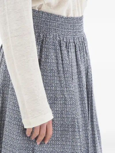 Woolrich Midi Diamond-pattern Pleated Skirt In Blue