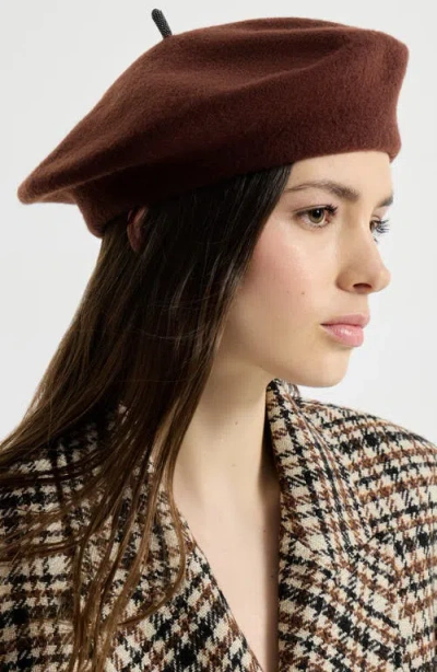 Brunello Cucinelli Wool Beret In Ruby