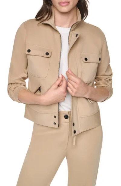 Dkny Soho Ponte Tech Jacket In Neutral