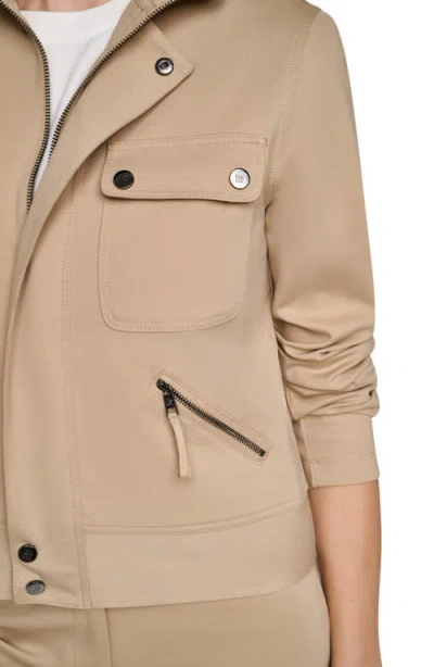 Dkny Soho Ponte Tech Jacket In Neutral