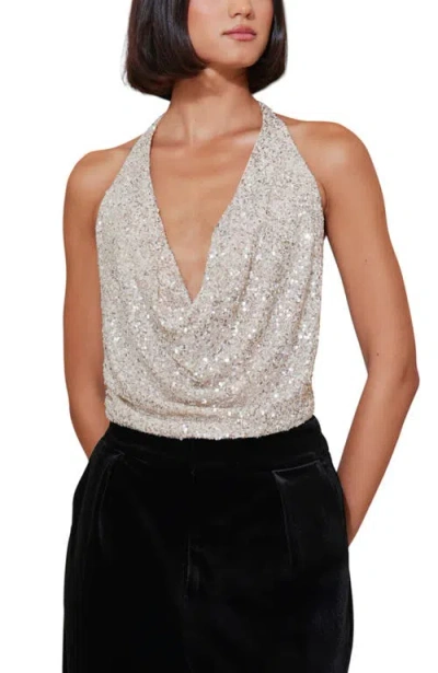Bishop + Young Sublime Halter Top In Champagne In Silver