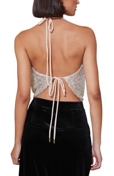 Bishop + Young Sublime Halter Top In Champagne In Silver