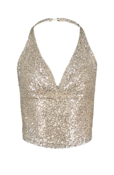 Bishop + Young Sublime Halter Top In Champagne In Silver