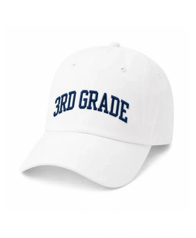 Bits & Bows Back-to-school Third Grade Baseball Hat In White/navy