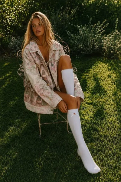 Adiba Ruby Royale Bow Socks In White