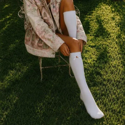Adiba Ruby Royale Bow Socks In White