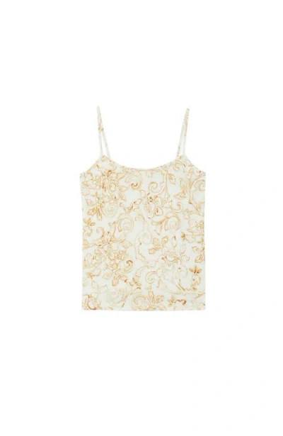 Ottod'ame Printed Jersey Top In Neutral
