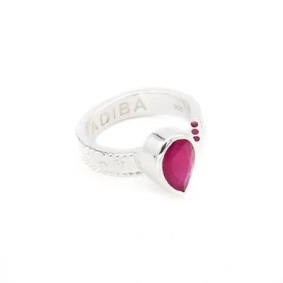 Adiba Ruby Resizable Ring In Silver