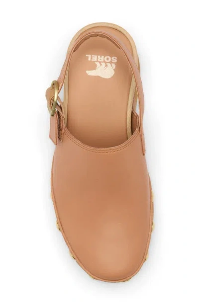 Sorel Roman Leather Slingback Platform Clogs In Brown