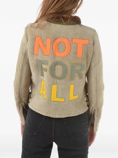 History Repeats Embroidered Shearling Jacket In Neutral