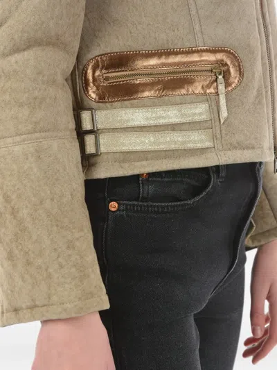 History Repeats Embroidered Shearling Jacket In Neutral