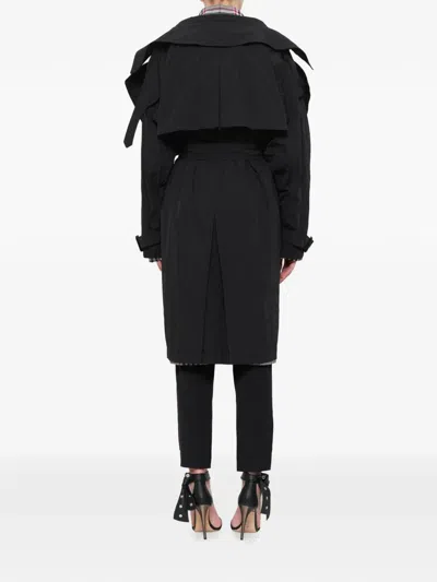 Juunj Belted Oversized-collar Coat In Black