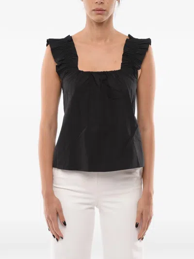 Samsoe & Samsoe Ruffled Ruched Top In Black