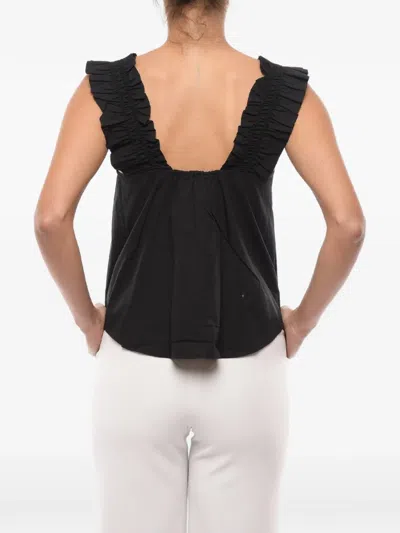 Samsoe & Samsoe Ruffled Ruched Top In Black