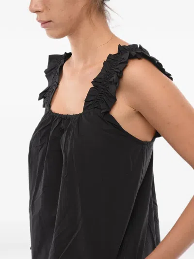 Samsoe & Samsoe Ruffled Ruched Top In Black
