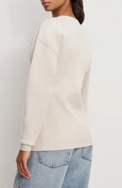 Good American Split Front Button Up Sweater In Light Taupe