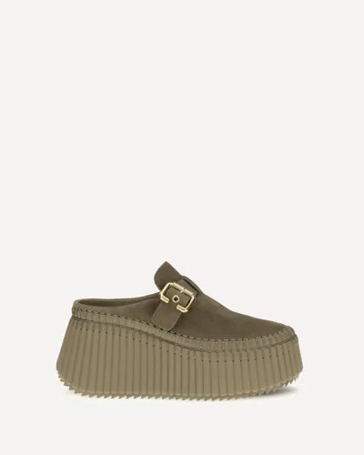 Chloé Chloe Nama Platform Wedge Suede Mules In Multi