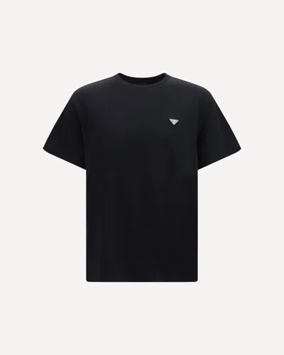 Prada Cotton T-shirt With Triangle Logo In Black