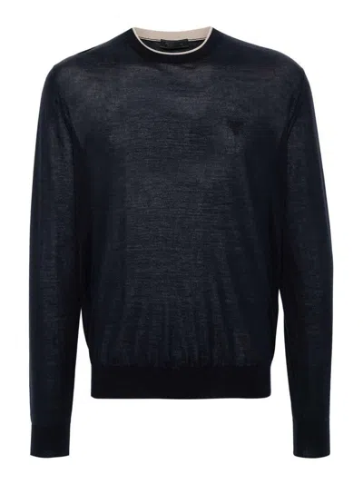 Prada Long-sleeved Sweater In Blue