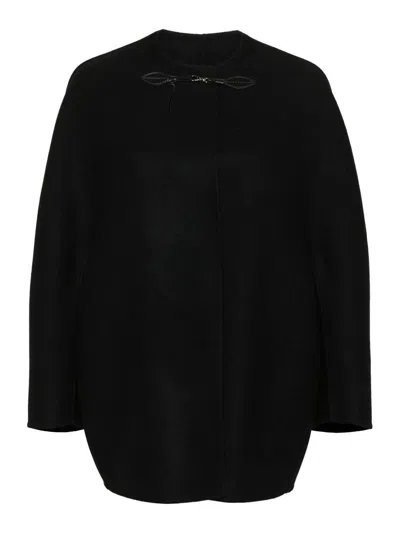 Ermanno Scervino Press-stud Virgin Wool Cape In Black