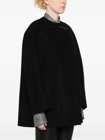 Ermanno Scervino Press-stud Virgin Wool Cape In Black