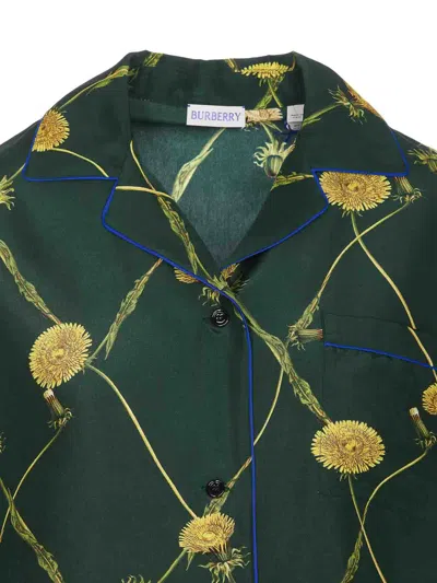 Burberry Dandelion-print Silk Pyjama Shirt In Green