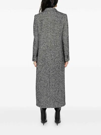 Dolce & Gabbana Double-breasted Coat With Herringbone Pattern Dolce E Gabbana In Gray