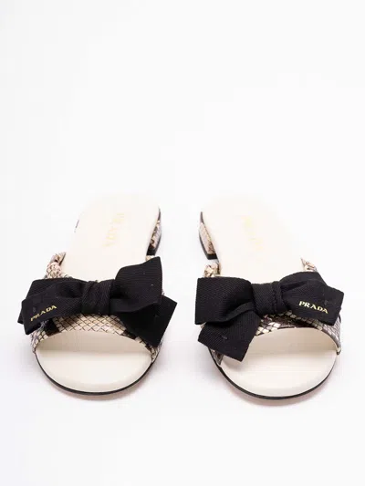 Prada Textured Slide Sandals In Black