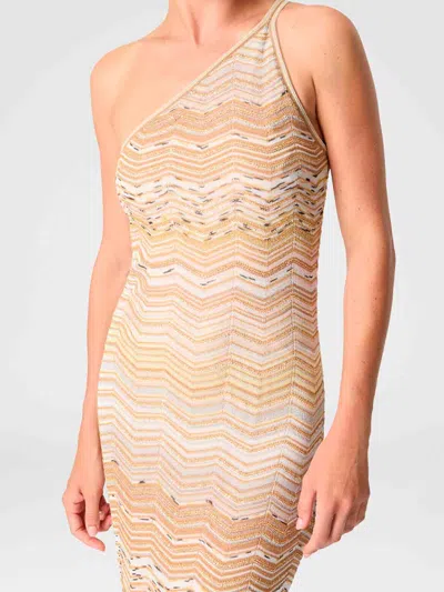 Missoni One-shoulder Sequin-embellished Striped Metallic Crochet-knit Maxi Dress In Gold