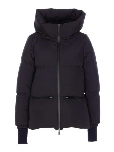 Herno Quilted Polyester Microfiber Jacket With Zip In Blue