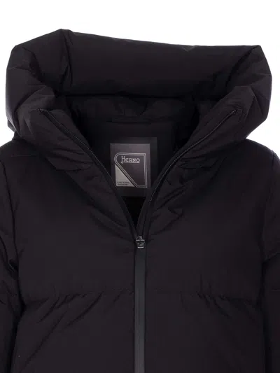 Herno Quilted Polyester Microfiber Jacket With Zip In Blue
