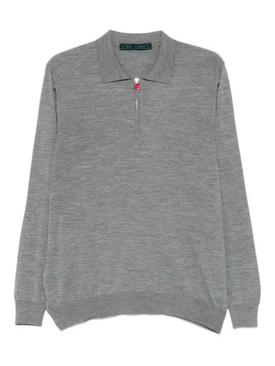 Kiton Grey Wool Pole In Gray