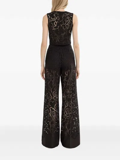 Anissa Kermiche Black Polyester Viscose Elastan Pants In Black
