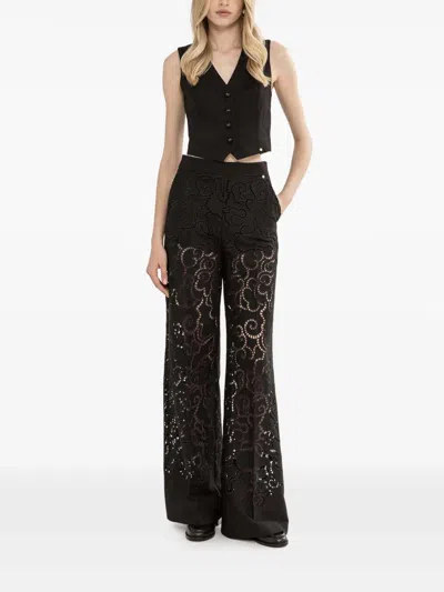 Anissa Kermiche Black Polyester Viscose Elastan Pants In Black