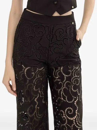 Anissa Kermiche Black Polyester Viscose Elastan Pants In Black