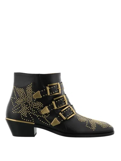 Chloé Lamb Leather Chelsea Boots With Rubber Sole In Black