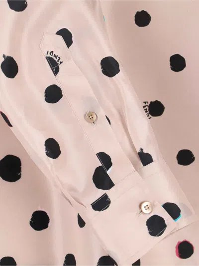 Fendi Silk Printed Oversized Shirt In White