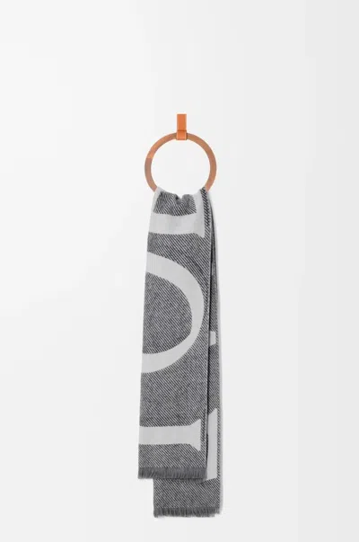 Loewe Grey Wool Polyamide Scarf In Gray