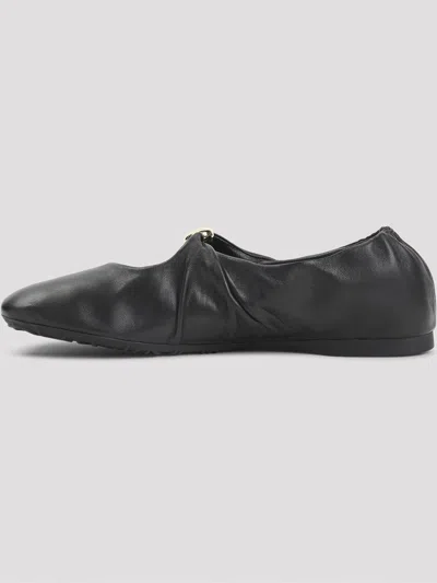 Loewe Pebble Sabot In Soft Lamb Nappa Leather In Black In Black