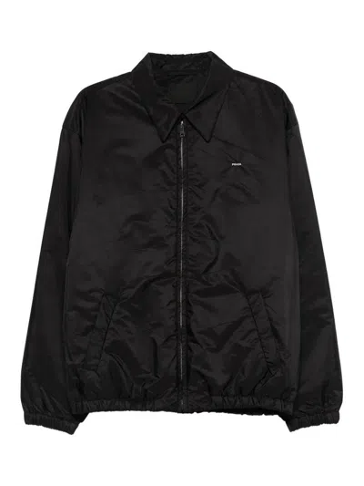 Prada Jacket Long Sleeves Point Collar Elasticated Hem In Black