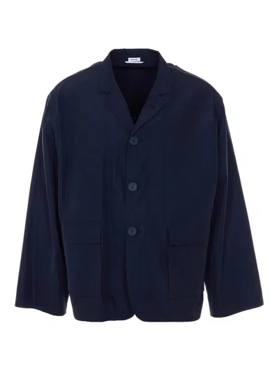 Thom Browne Blue Jacket With Frontal Buttons Closure In Blue