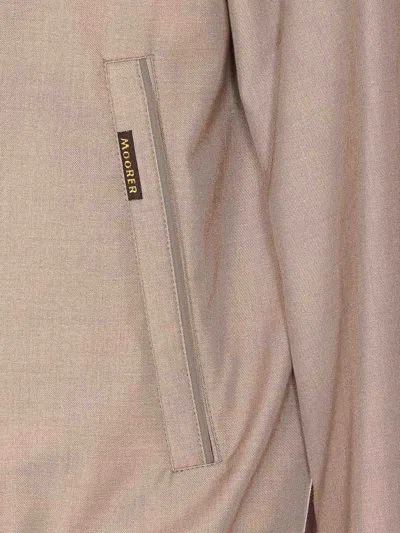 Moorer Neutral Structured Casual Jacket With High Collar In Neutral
